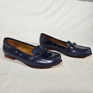Vintage SEBAGO Hipster Shinny BLUE Patent Leather Classic Loafer Women Size 8.5M
